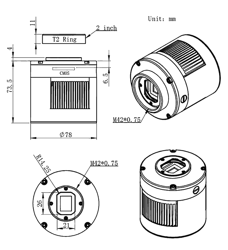 ZWO ASI294MM Pro deep sky cooled mono CMOS astronomy camera schematics