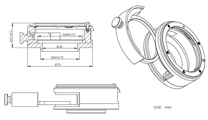 ZWO Canon EOS lens 2" filter drawer schematic