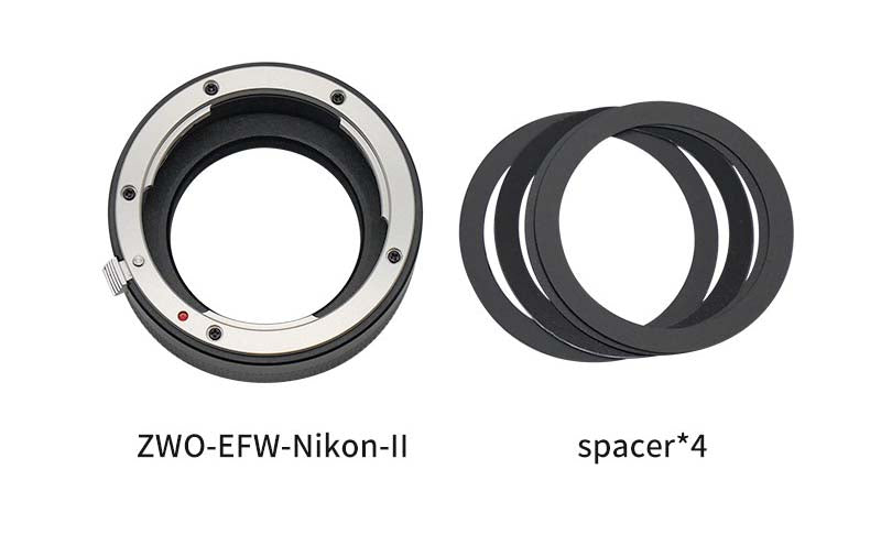 ZWO Nikon lens adapter for EFW 1.25", 31mm, 36mm items included