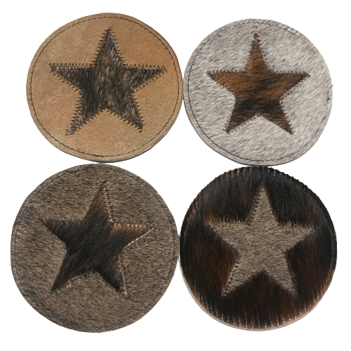Buy Leather Cowhide Coasters (Light Brown) by McDaniel Custom Saddles