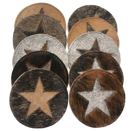 Patchwork Cowhide Coasters Cowhide Coaster Set Cowhide Leather Coasters  Cowhide Leather Coaster Set New Home Gift for Her Gift for Him 