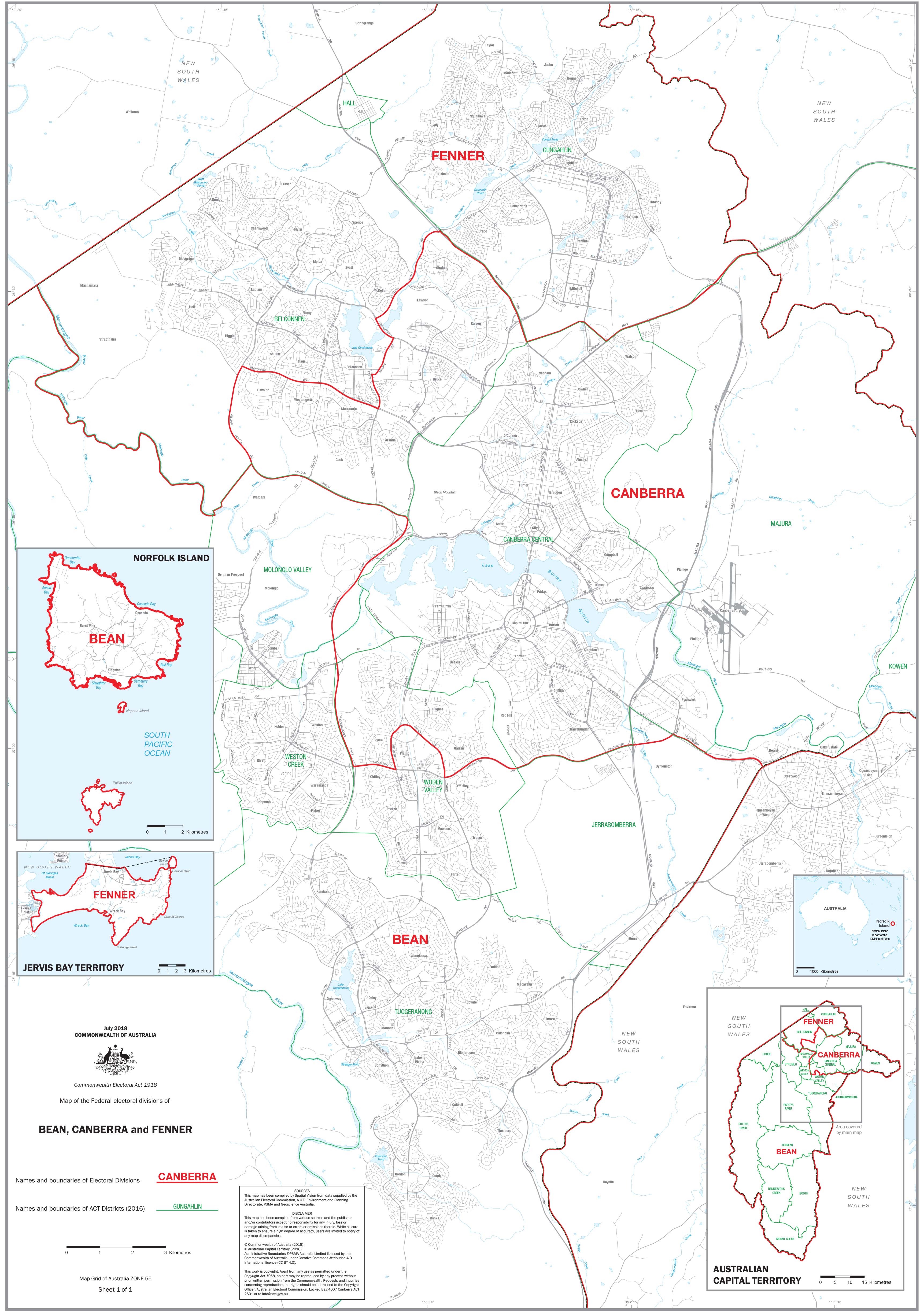 Buy ACT Electoral Divisions and Local Government Areas Map Mapworld