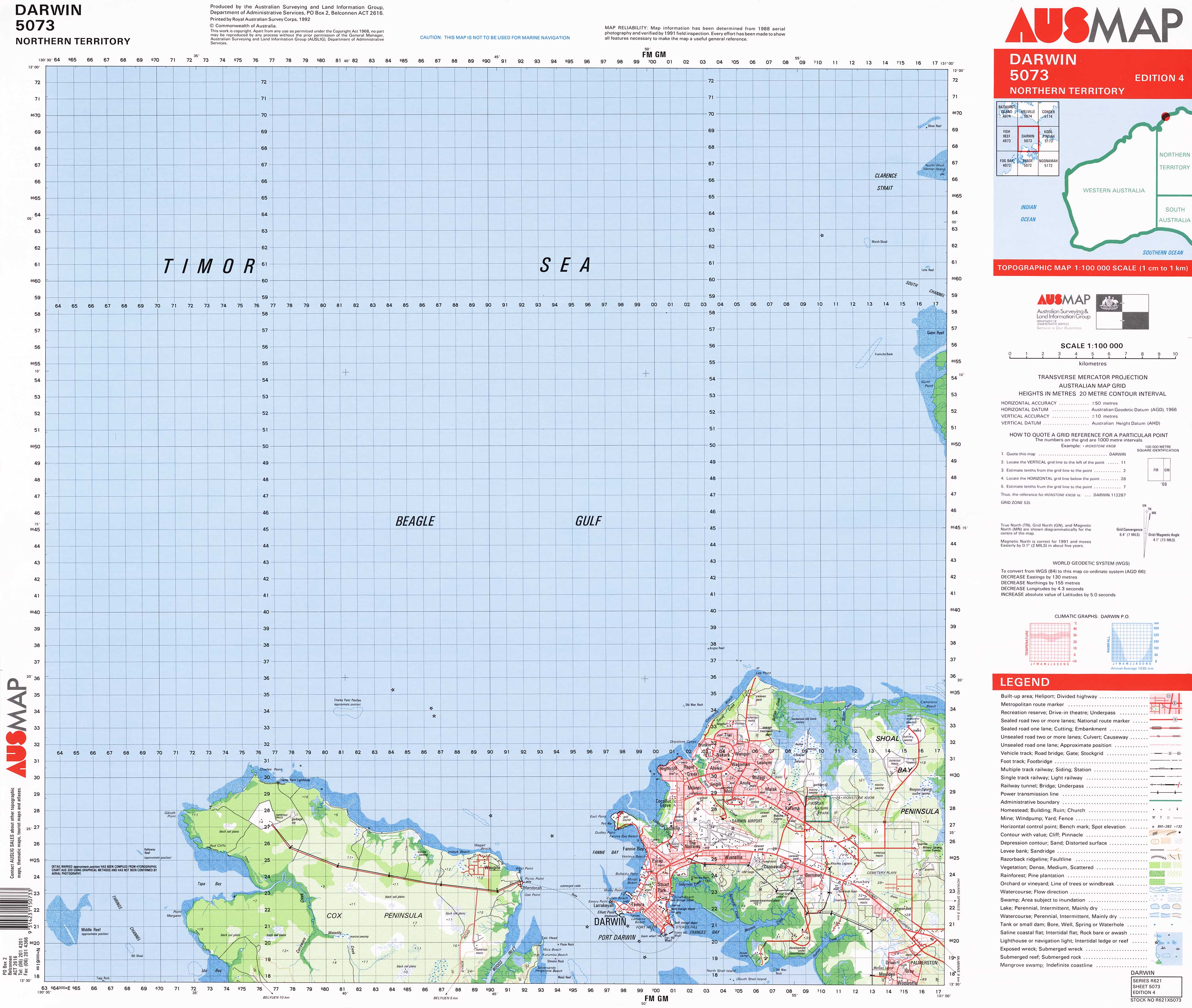 Buy 5073 Darwin 1 100k Topographic Map   5073copy 