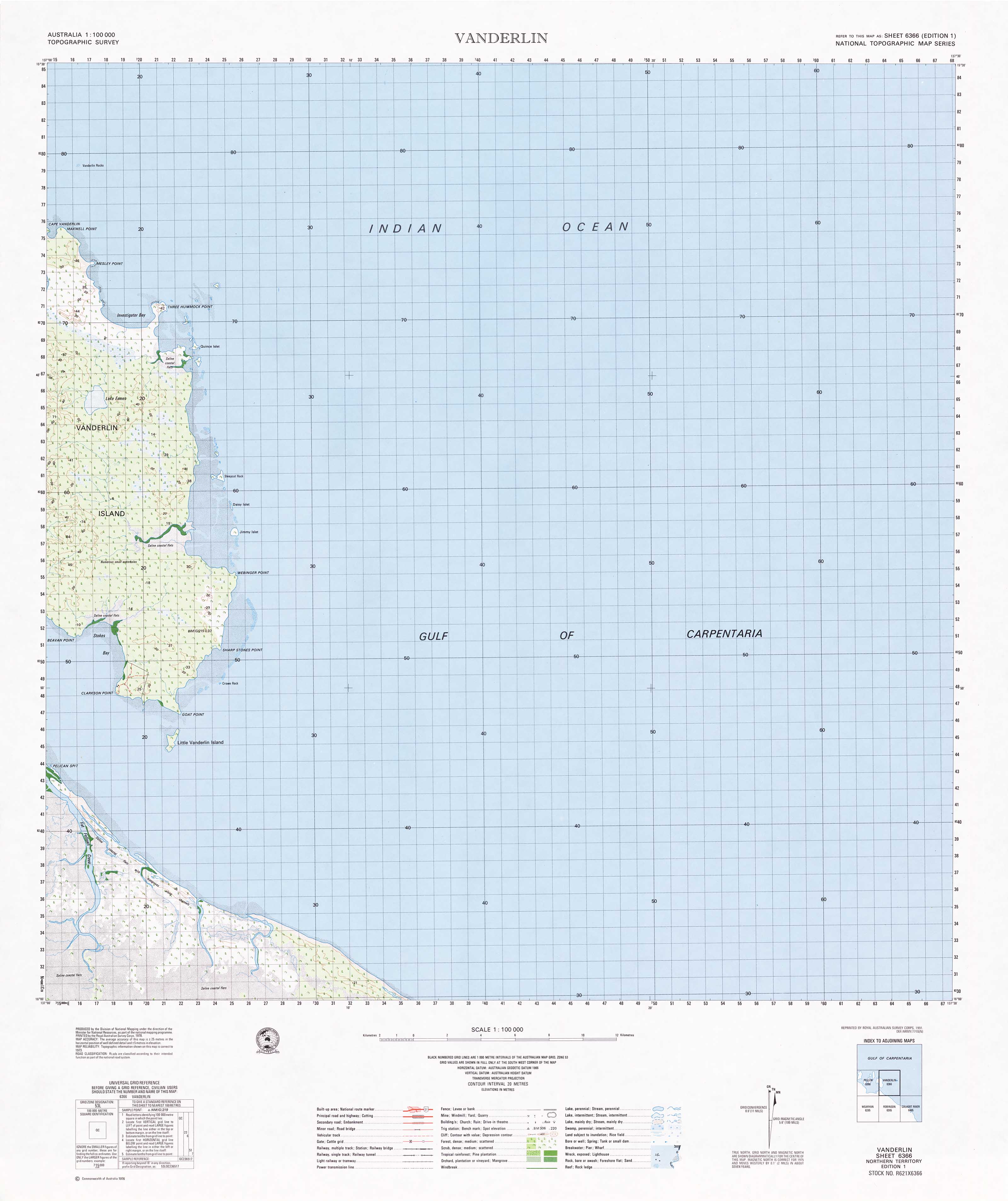 Buy 6366 Vanderlin 1:100k Topographic Map