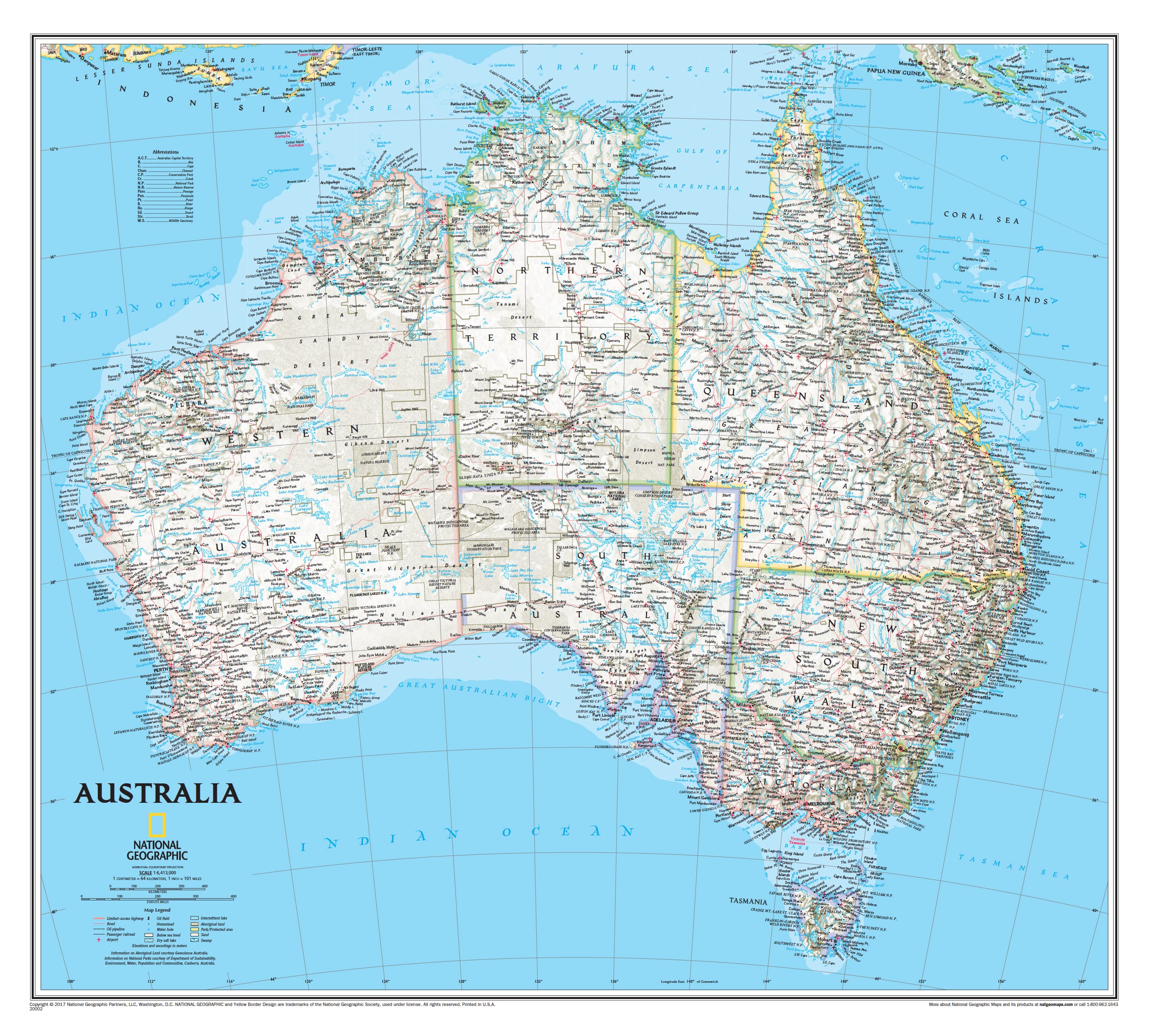 Australia National Geographic 770 x 689mm Map