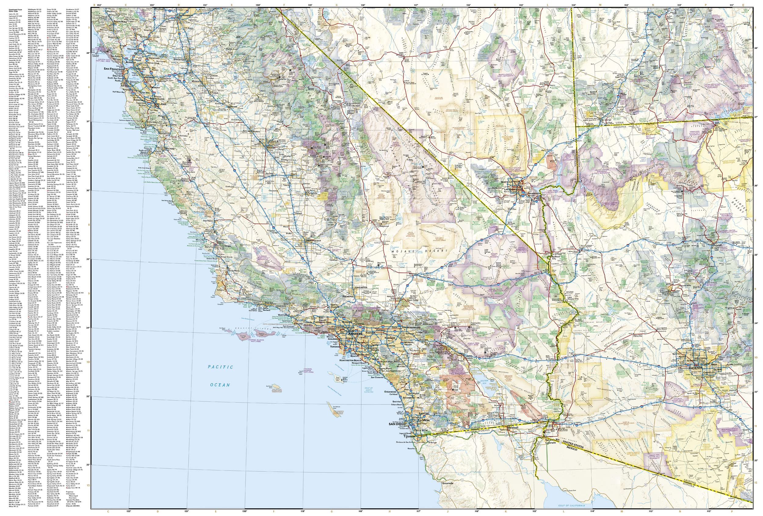 California & Nevada National Geographic Folded map