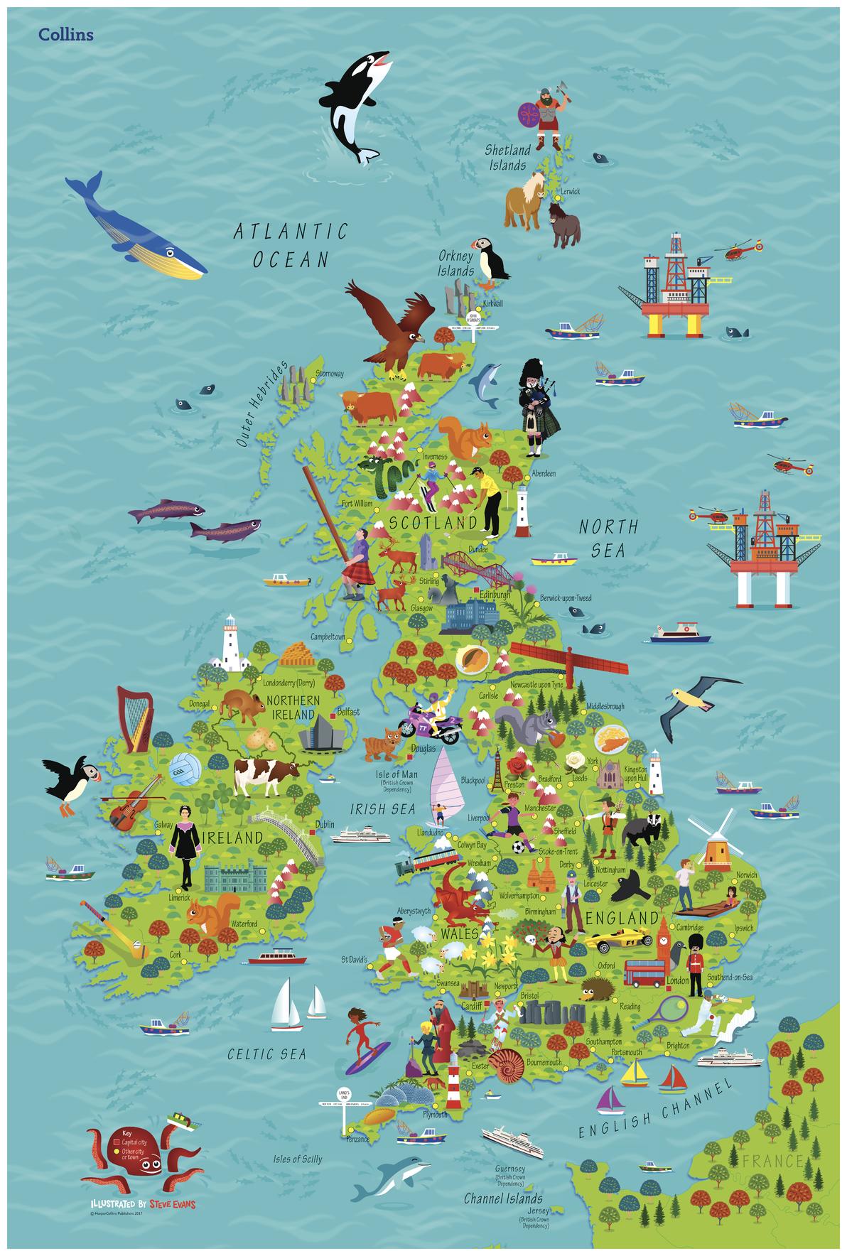 Children S United Kingdom Irela Wall Map By Collins Shop Mapworld