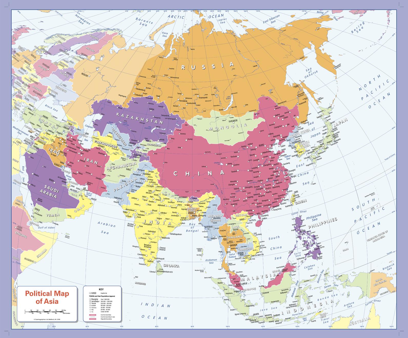 Countries Of Asia Map For Kids 