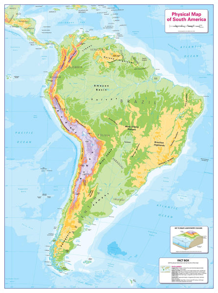 Children's Physical Map of South America | Shop Mapworld