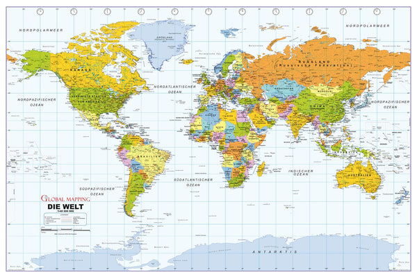 Political World wall map in German | Shop Mapworld