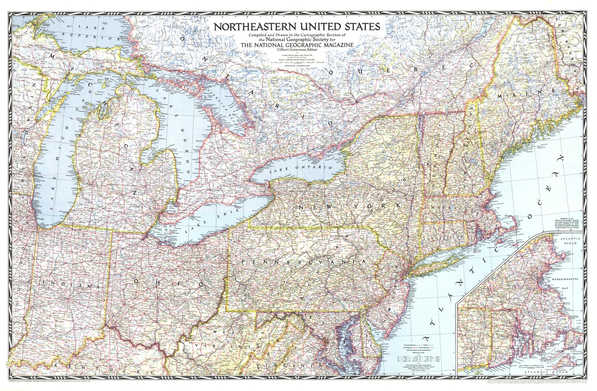 North Eastern United States 1945 by NGS | Shop Mapworld