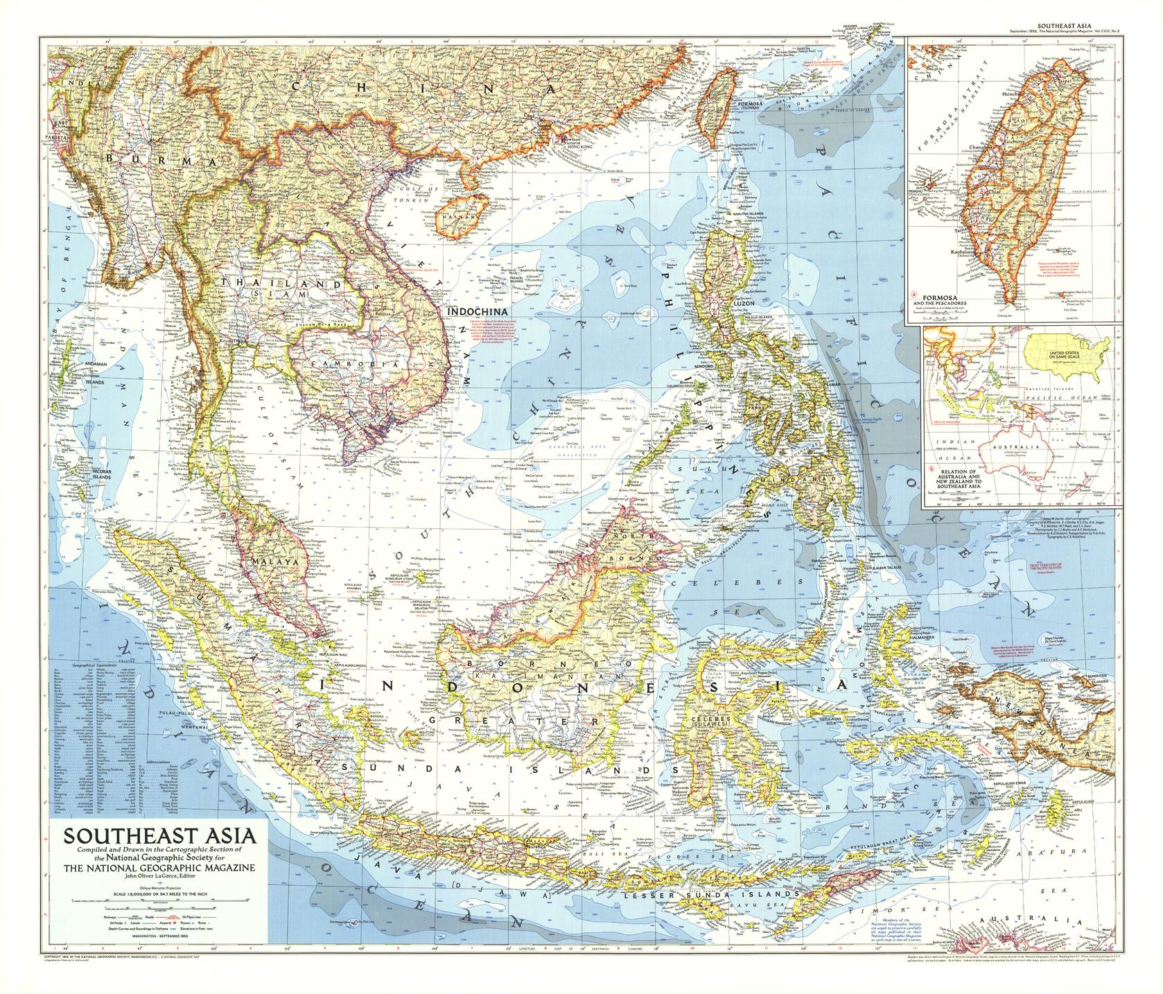 Southeast Asia 1955 by National Geographic  Shop Mapworld