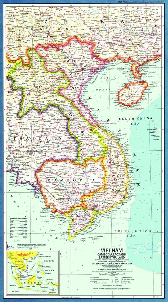 Vietnam, Cambodia, Laos & Thailand National Geographic Map | Mapworld