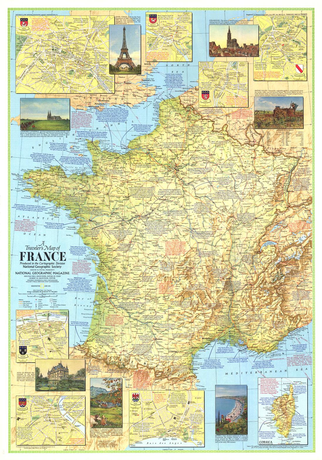 Traveler's Map of France 1971 National Geographic Map  Mapworld