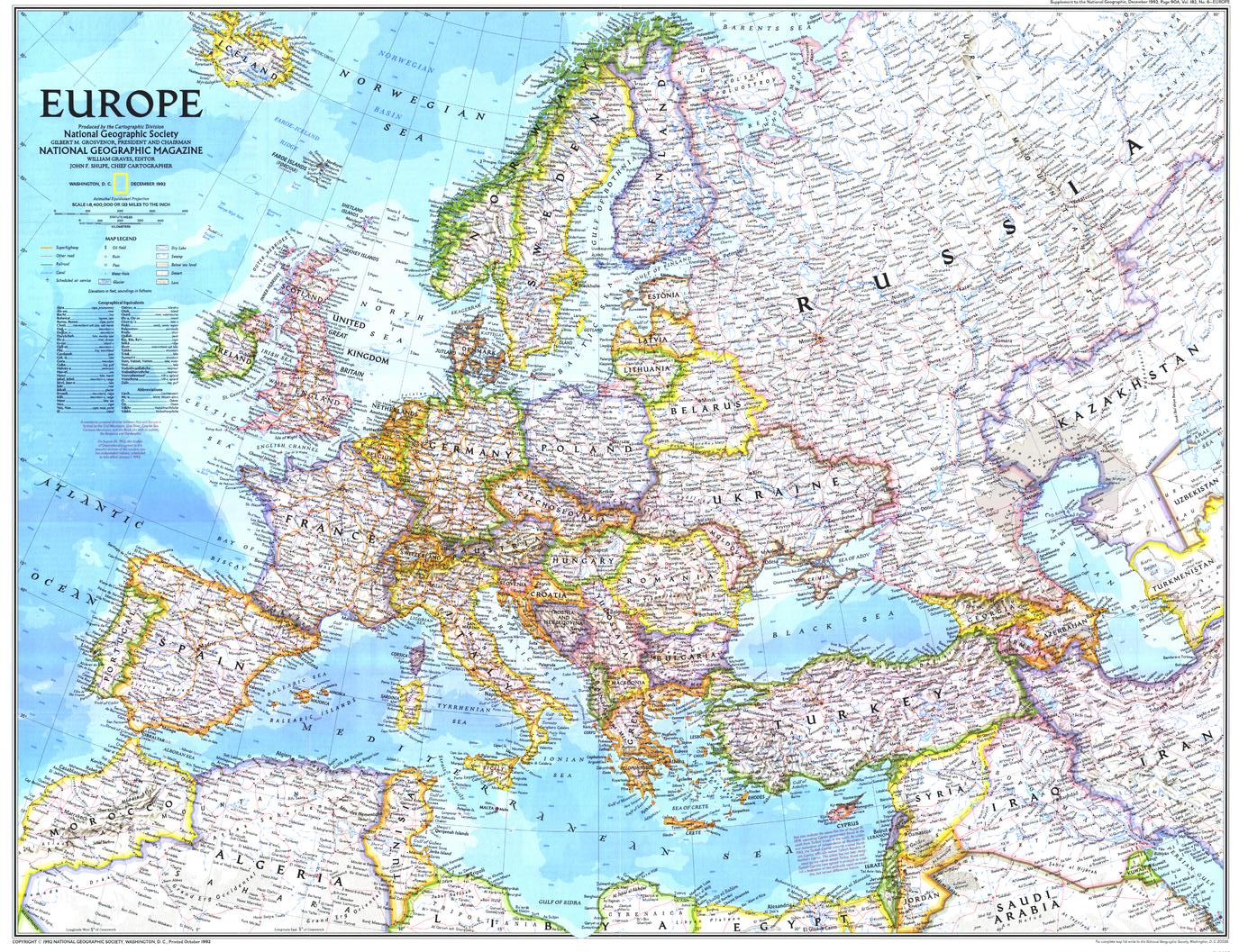 Europe 1992 By National Geographic Shop Mapworld