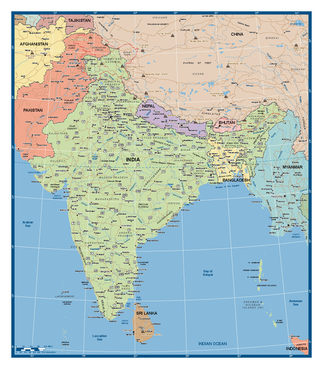 Wall Map Of India > BURSAHAGA.COM