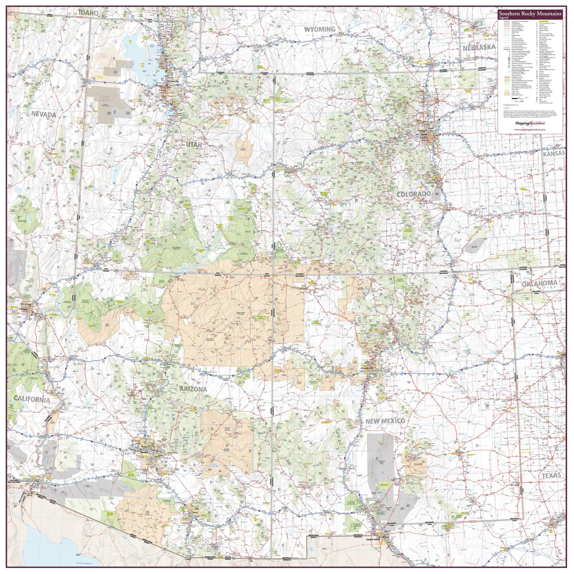 Southern Rocky Mountains United Staes Wall Map Shop Mapworld