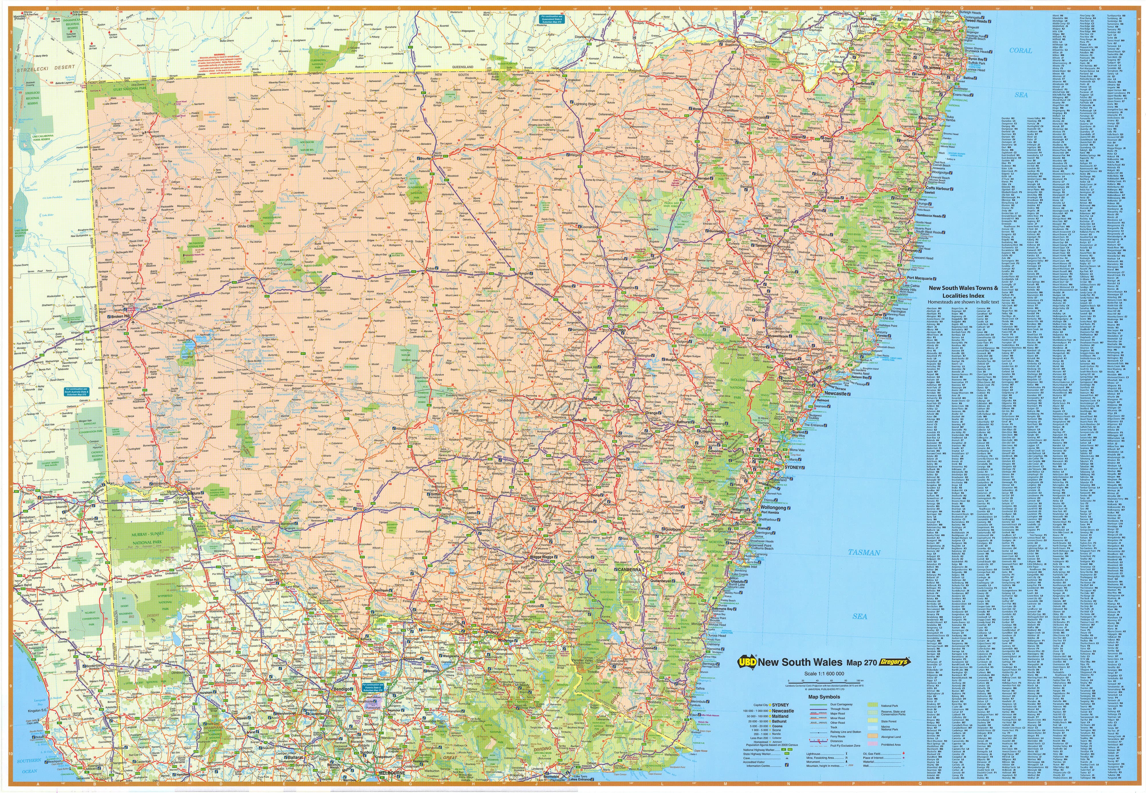 New South Wales Ubd Wall Map 270 Buy Wall Map Of Nsw Mapworld