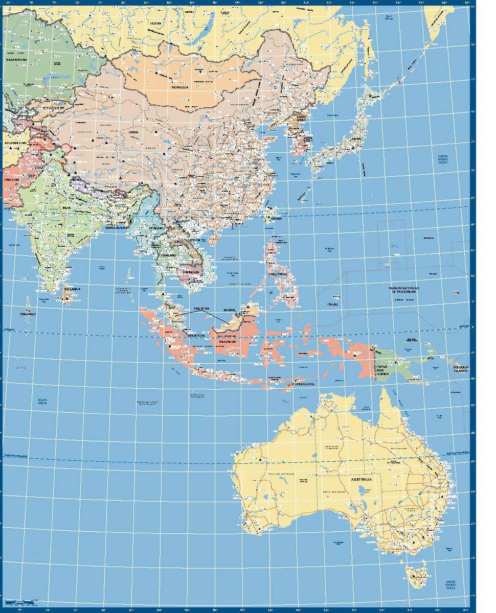 Map Of Asia And Australia Asia Supermap Wall Map, Buy Wall Map of Asia   Mapworld