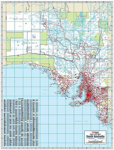 South Australia & Adelaide Postcode Map, Buy Postcode Map of South ...