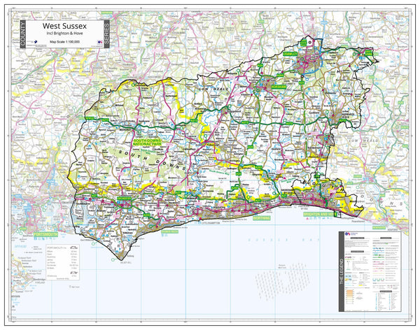 County Map Of West Sussex 940 X 740mm 5233