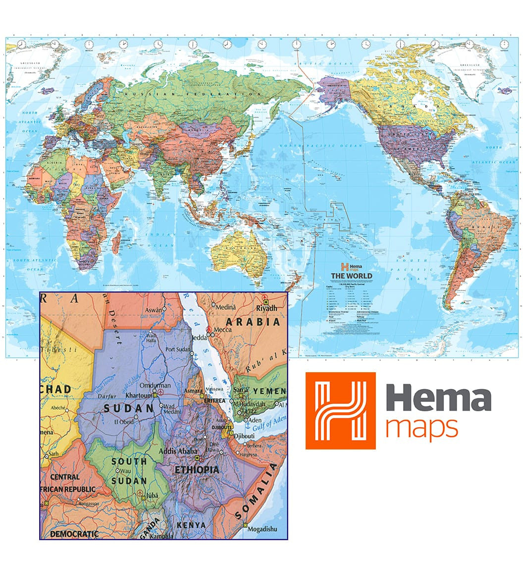 Map Of The World From Australia World Political Map (Pacific Centred) - Hema, Buy Hema World Map Australia Centred - Mapworld