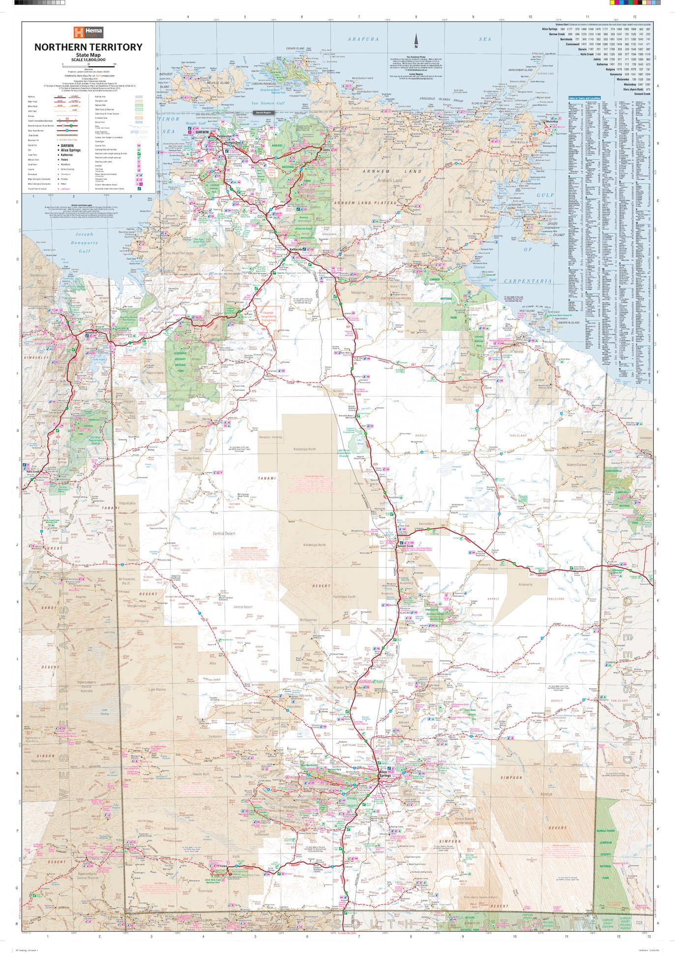 Buy canvasd wall map of Northern Territory by Hema | Shop Mapworld