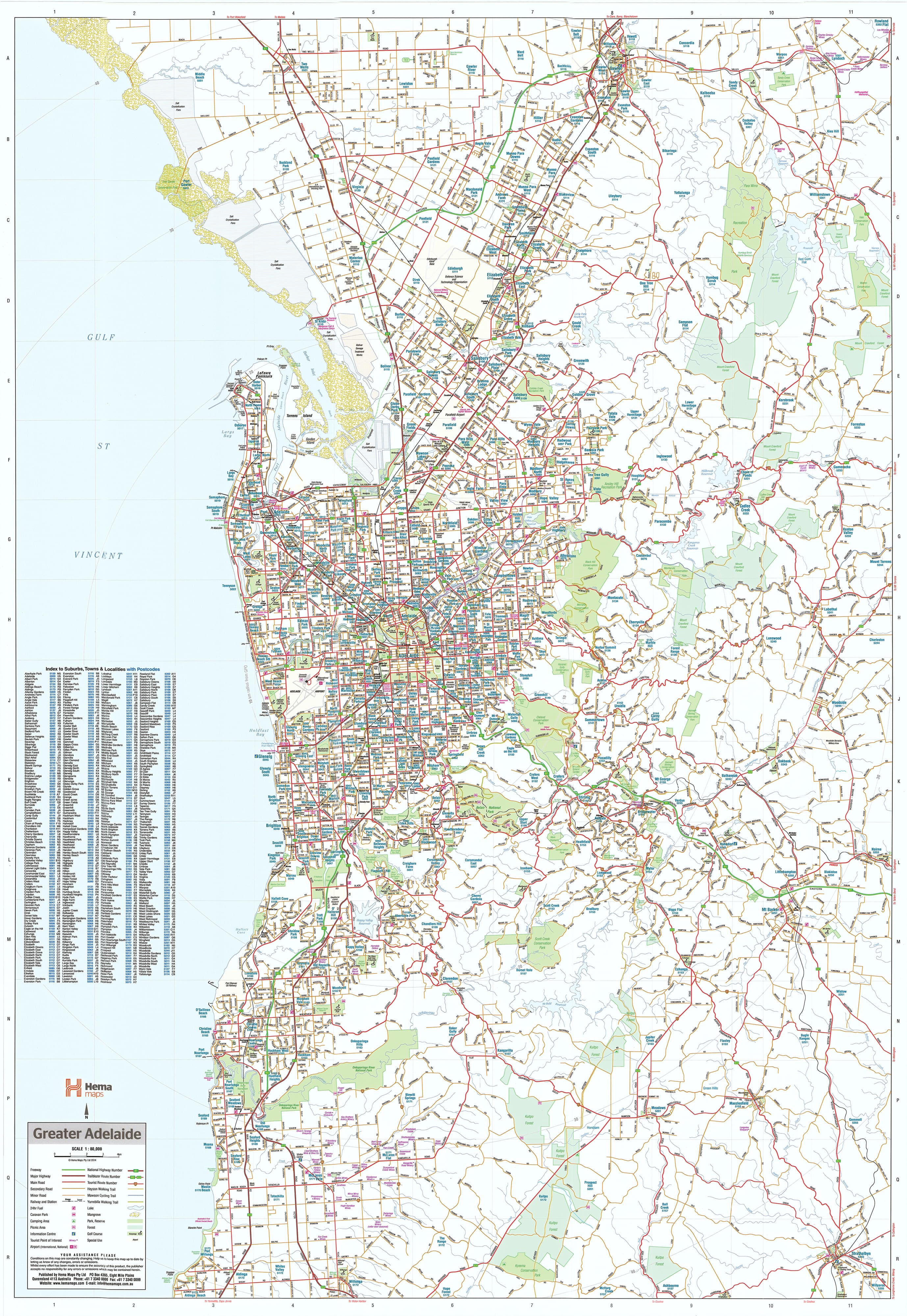 Adelaide Hema Laminated Supermap, Buy Map of Adelaide - Mapworld