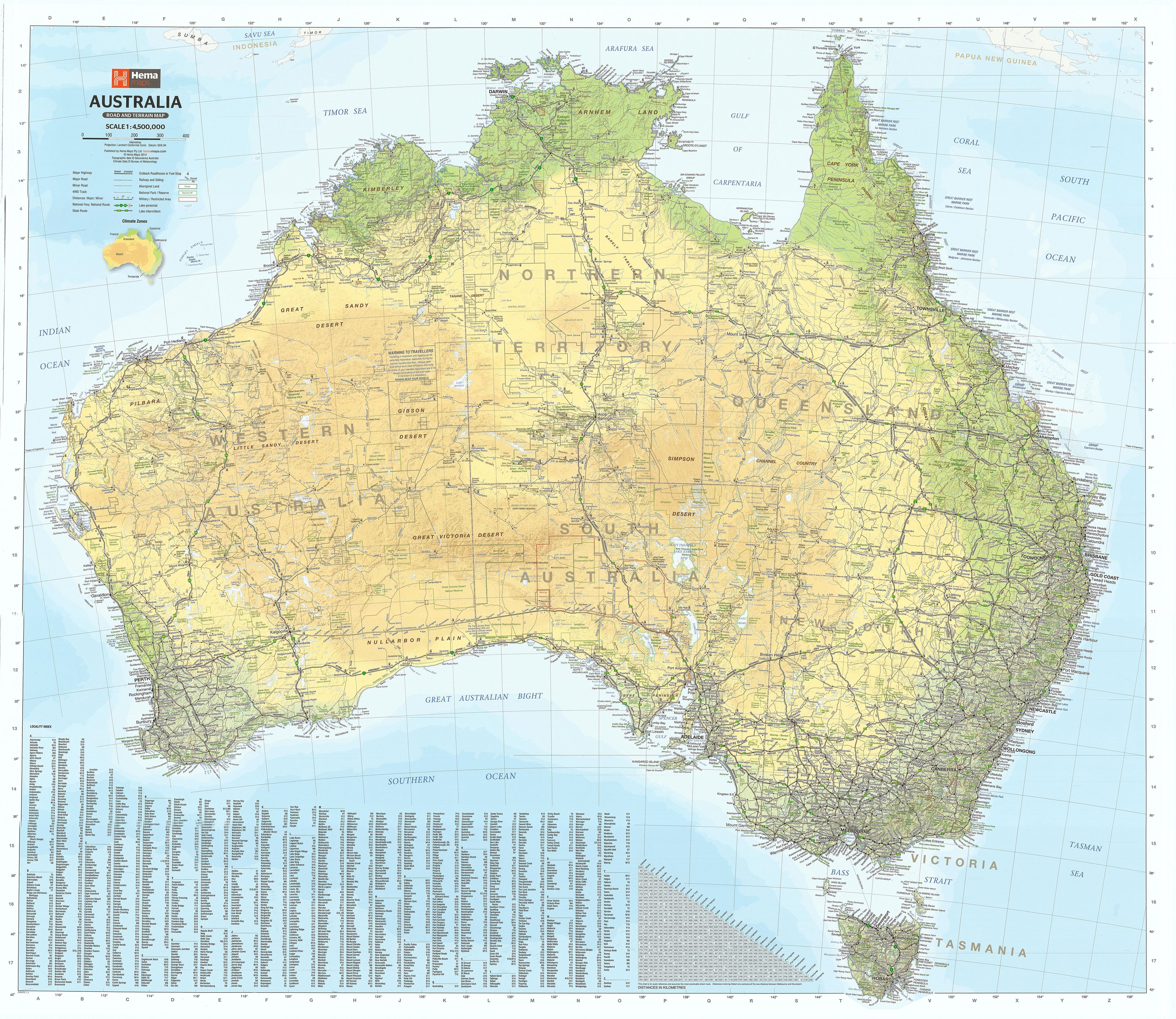 Buy Australia Hema Terrain Laminated Wall Map - Mapworld