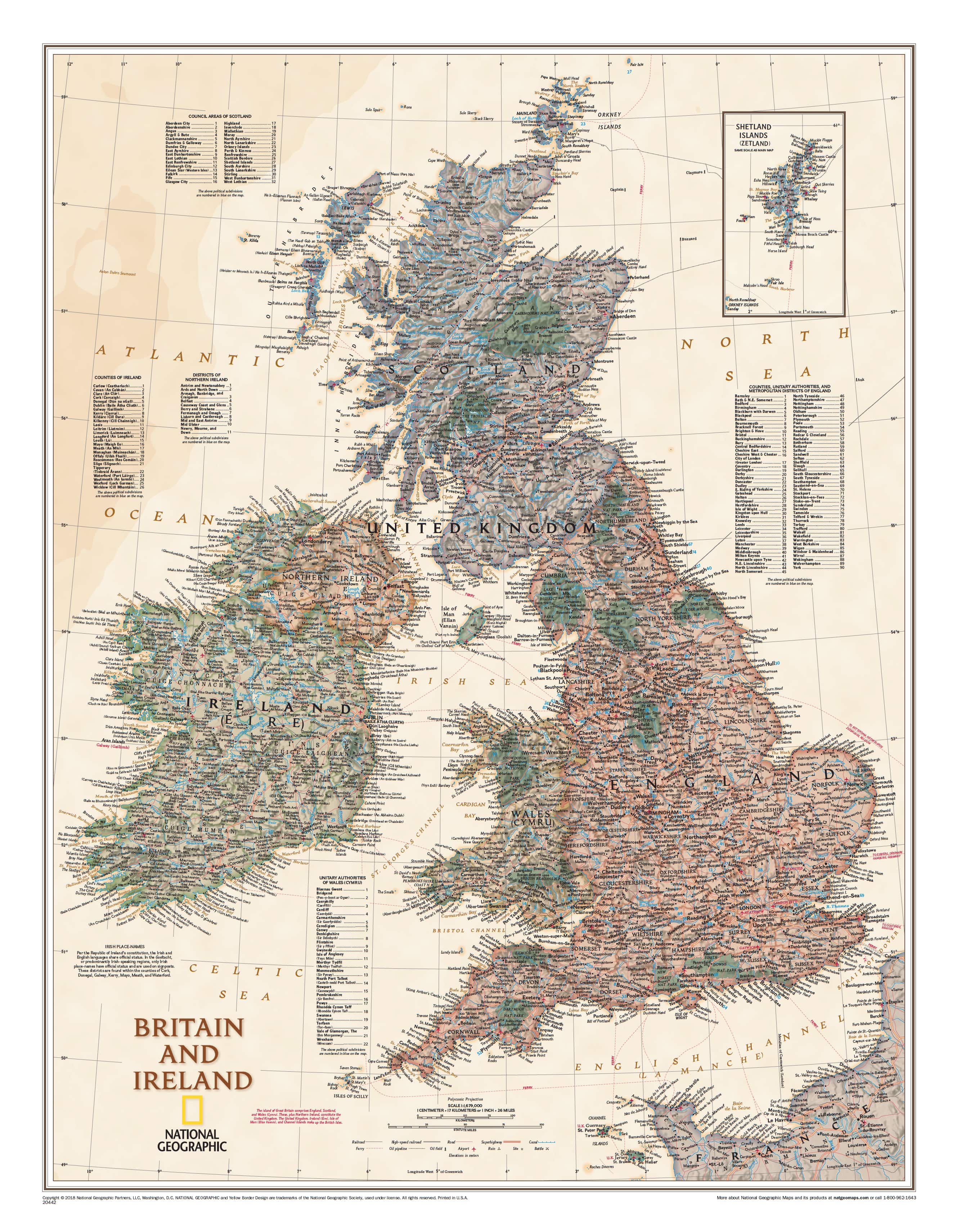 Wall Map Of Ireland Buy Britain & Ireland Antique Style Wall Map - Mapworld