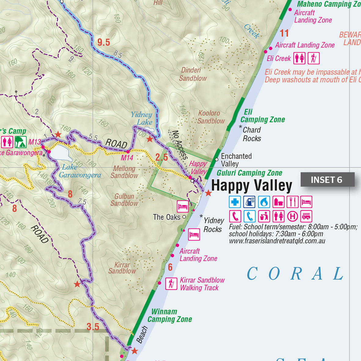 Fraser Island Great Walk Map Fraser Island Hema, Buy Map Of Fraser Island - Mapworld