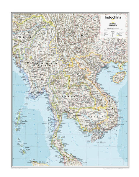 Indochina NGS Wall Map,Buy Map of Indochina - Mapworld