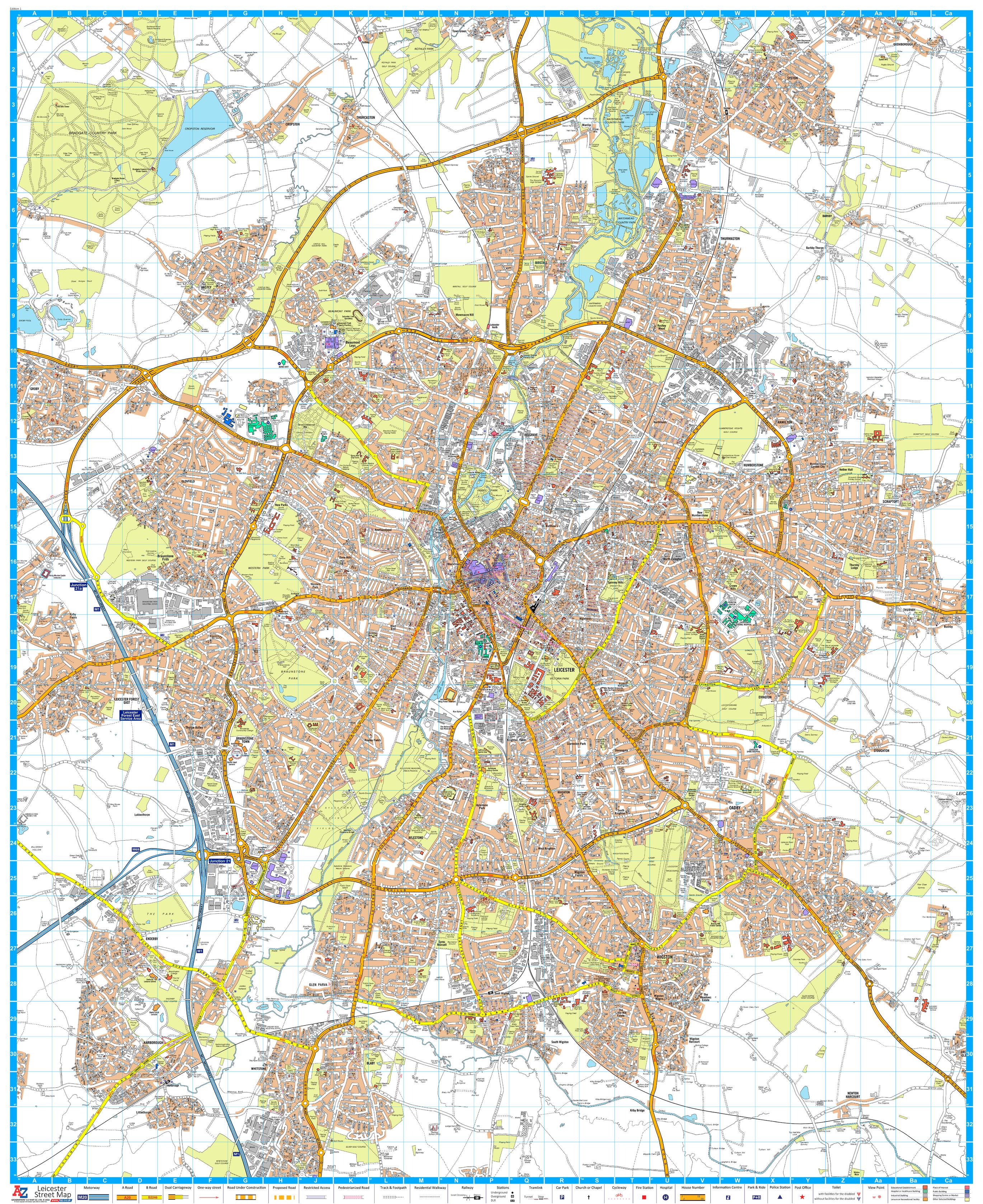 Leicester Wall Map Digital Maps Netmaps Uk Vector Eps And Wall Maps   Leicester 