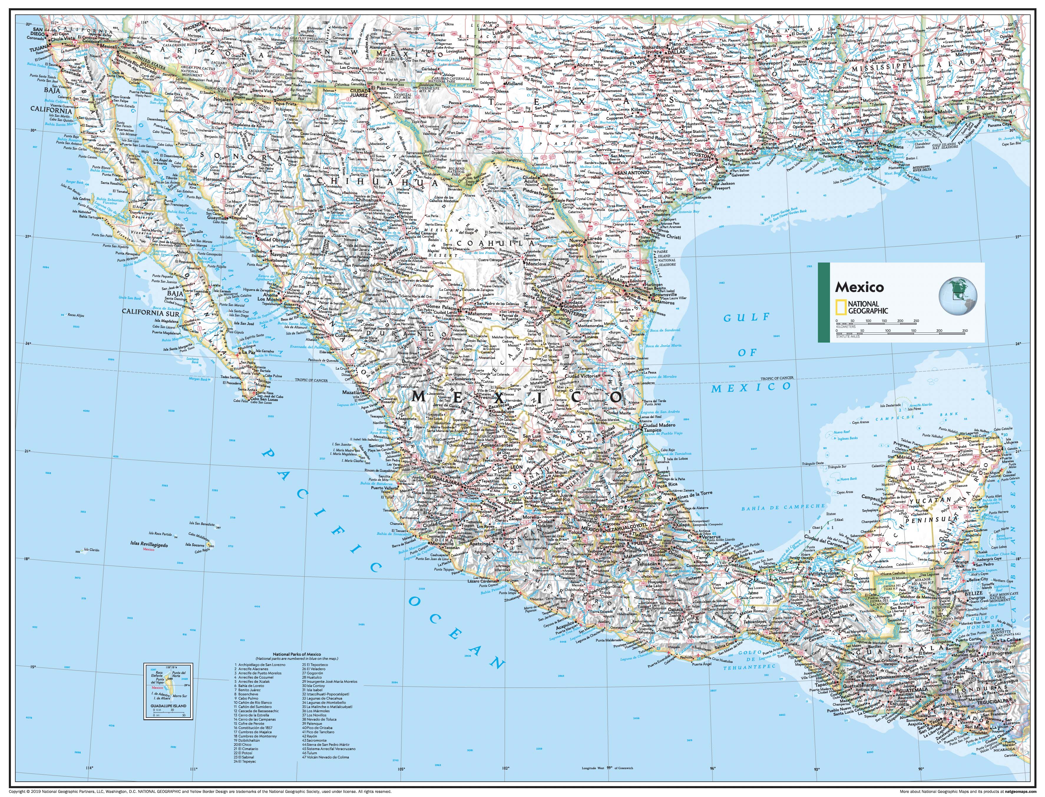 Mexico Atlas of the World, 11th Edition, National Geographic Wall Map