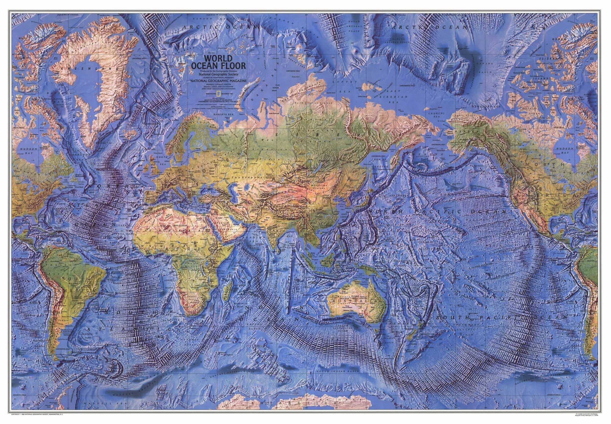 World Ocean Floor Wall Map 1981 National Geographic|Shop Mapworld