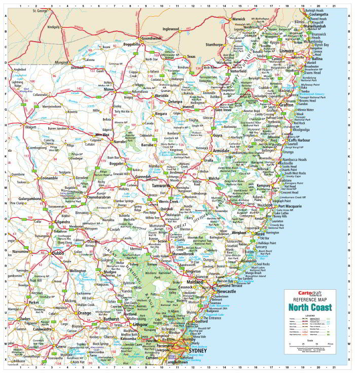 Map Of Northern Nsw Buy North Coast New South Wales Wall Map - Mapworld