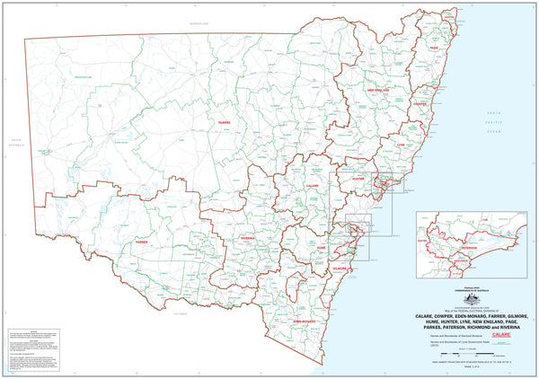 New South Wales Electoral Divisions And Local Government Areas Map