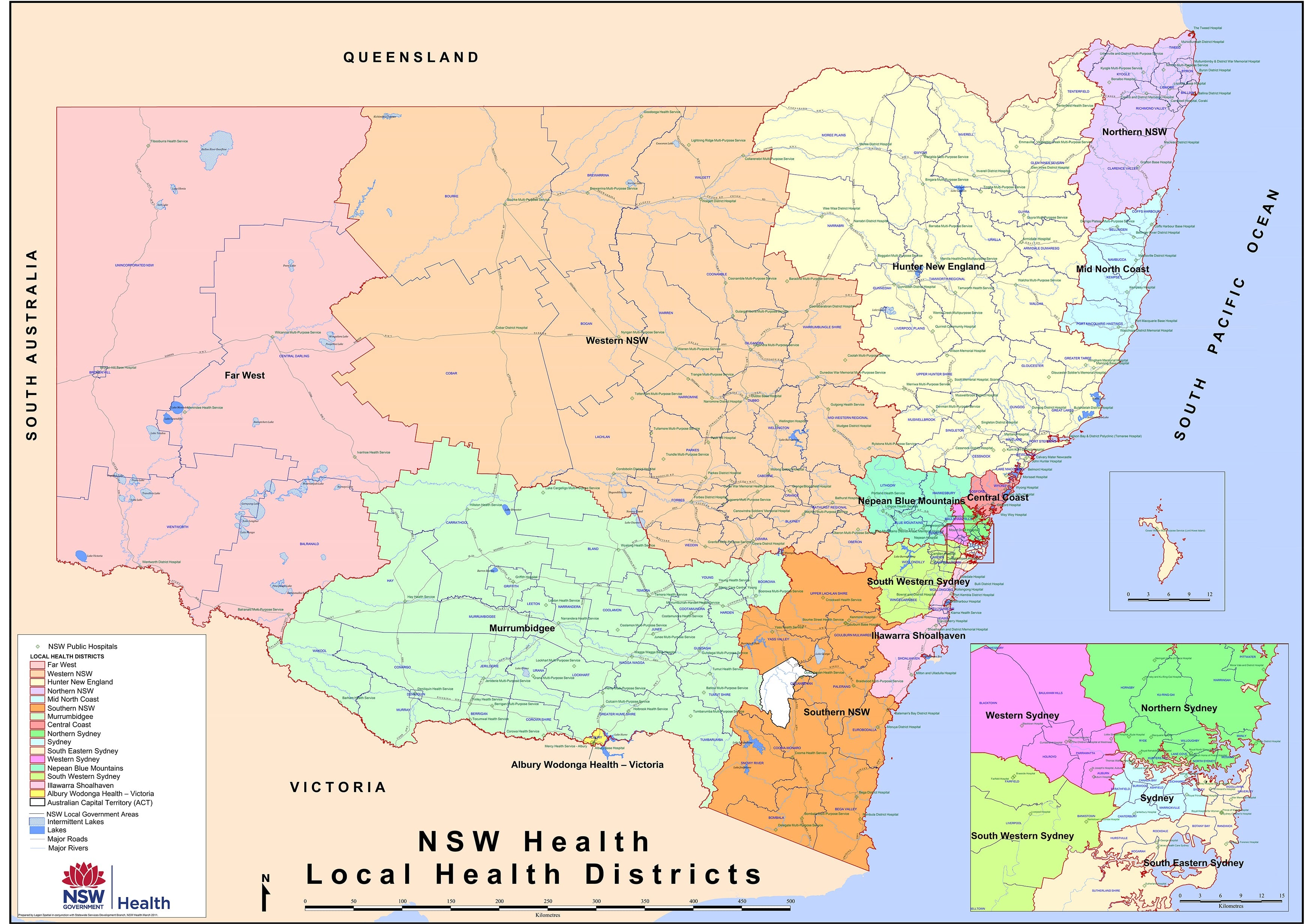 Hospital map for New South Wales - Mapworld