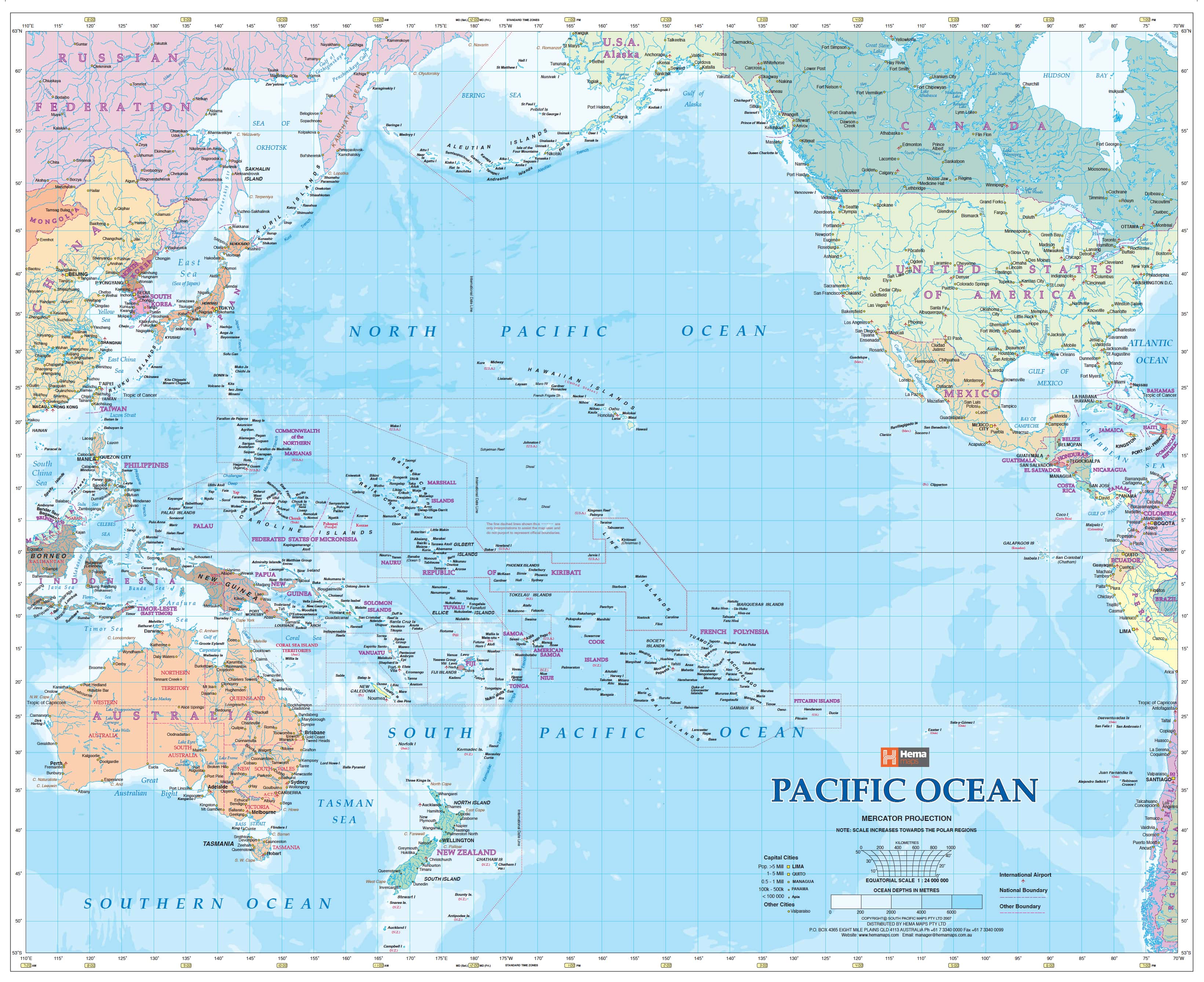 Pacific Ocean Hema, Buy Map of Pacific Ocean - Mapworld