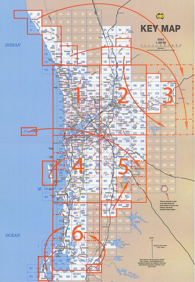 Perth 6 Sheet Map UBD Laminated, Large Business Map - Mapworld