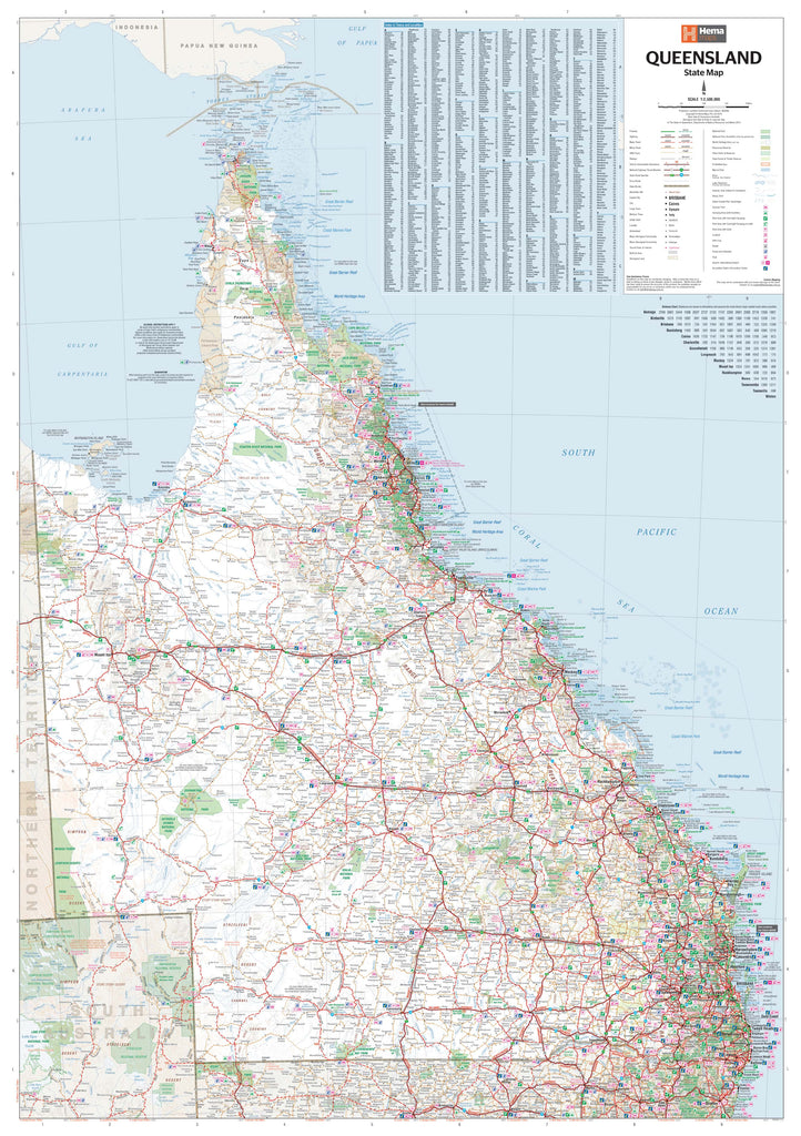 Queensland Hema State Laminated, Buy Wall Map of Queensland - Mapworld