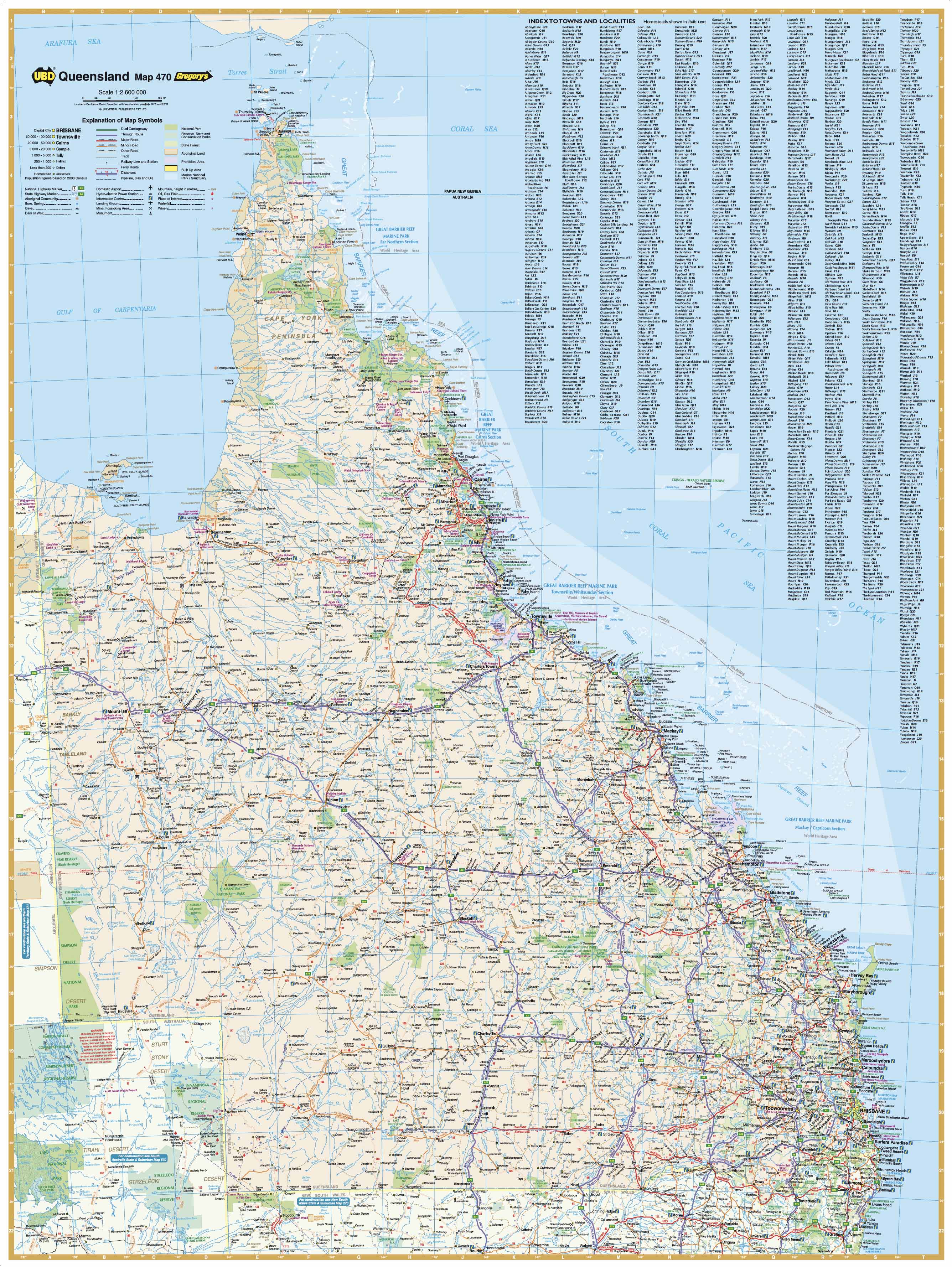 Qld Map Of Towns Buy Queensland Ubd Laminated Wall Map - Mapworld