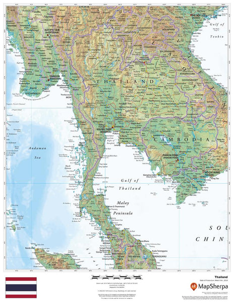 Thailand wall map, Buy wall map of Thailand | Shop Mapworld