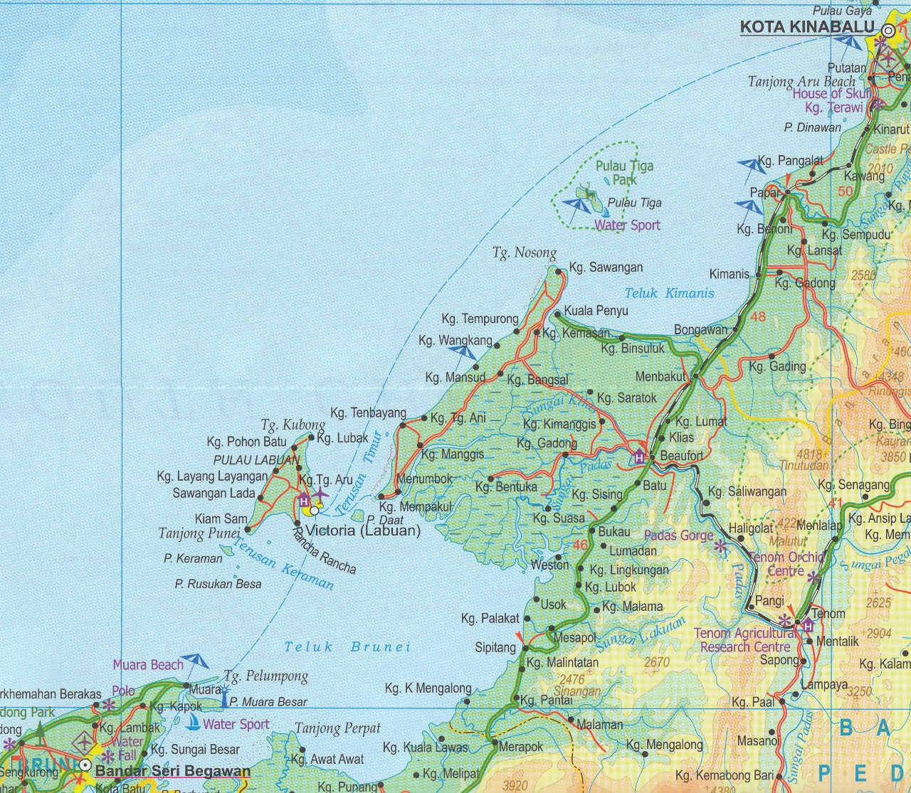 Sarawak Sabah Brunei ITMB, Buy Map of Sarawak and Sabah - Mapworld