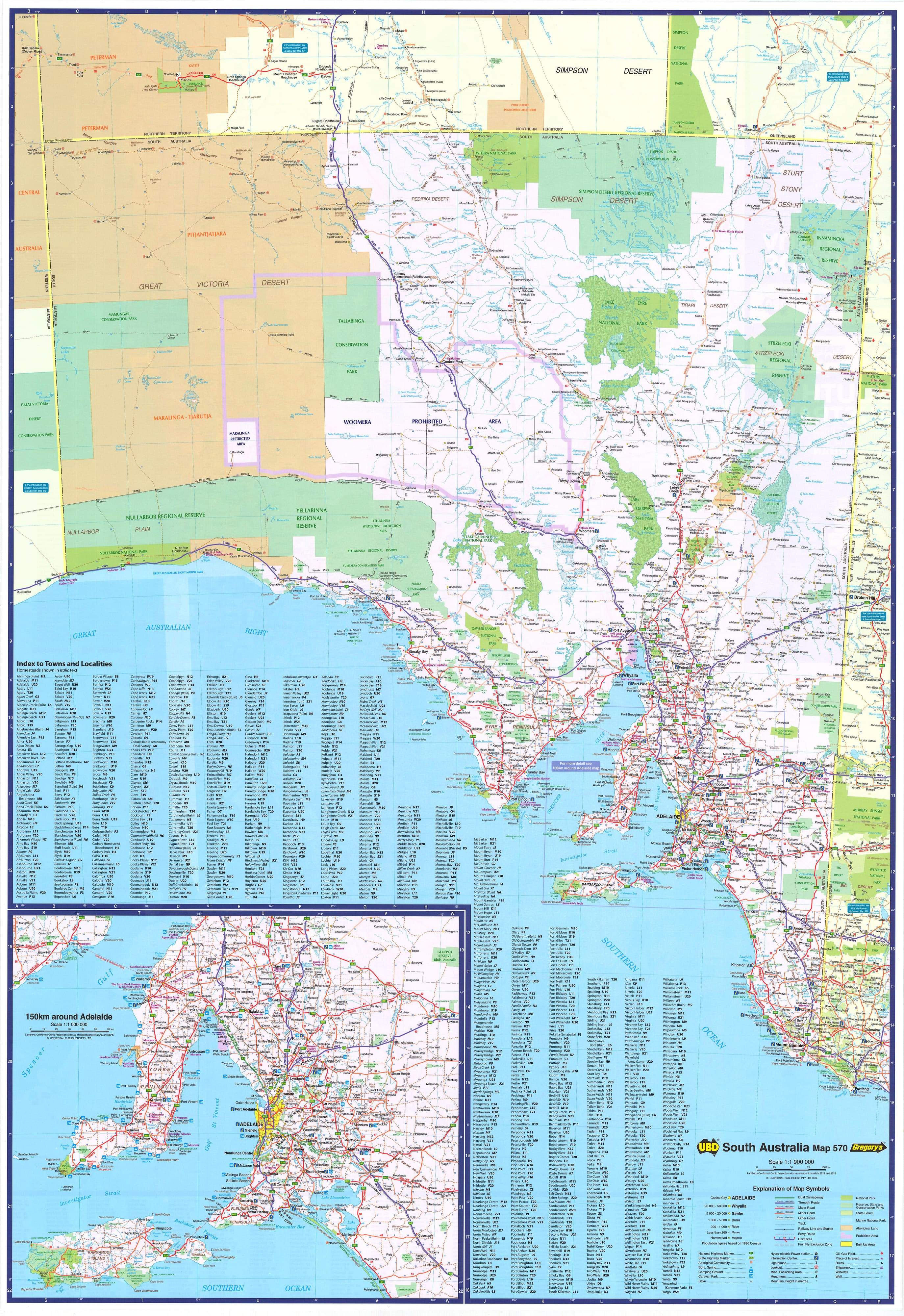 Buy South Australia UBD Canvas Wall Map | Shop Mapworld