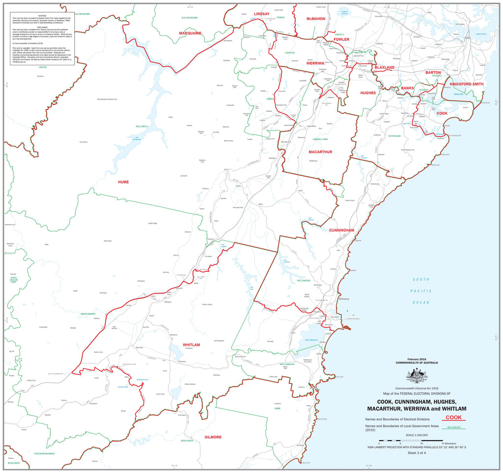 New South Wales Electoral Divisions and Local Government Areas Map ...