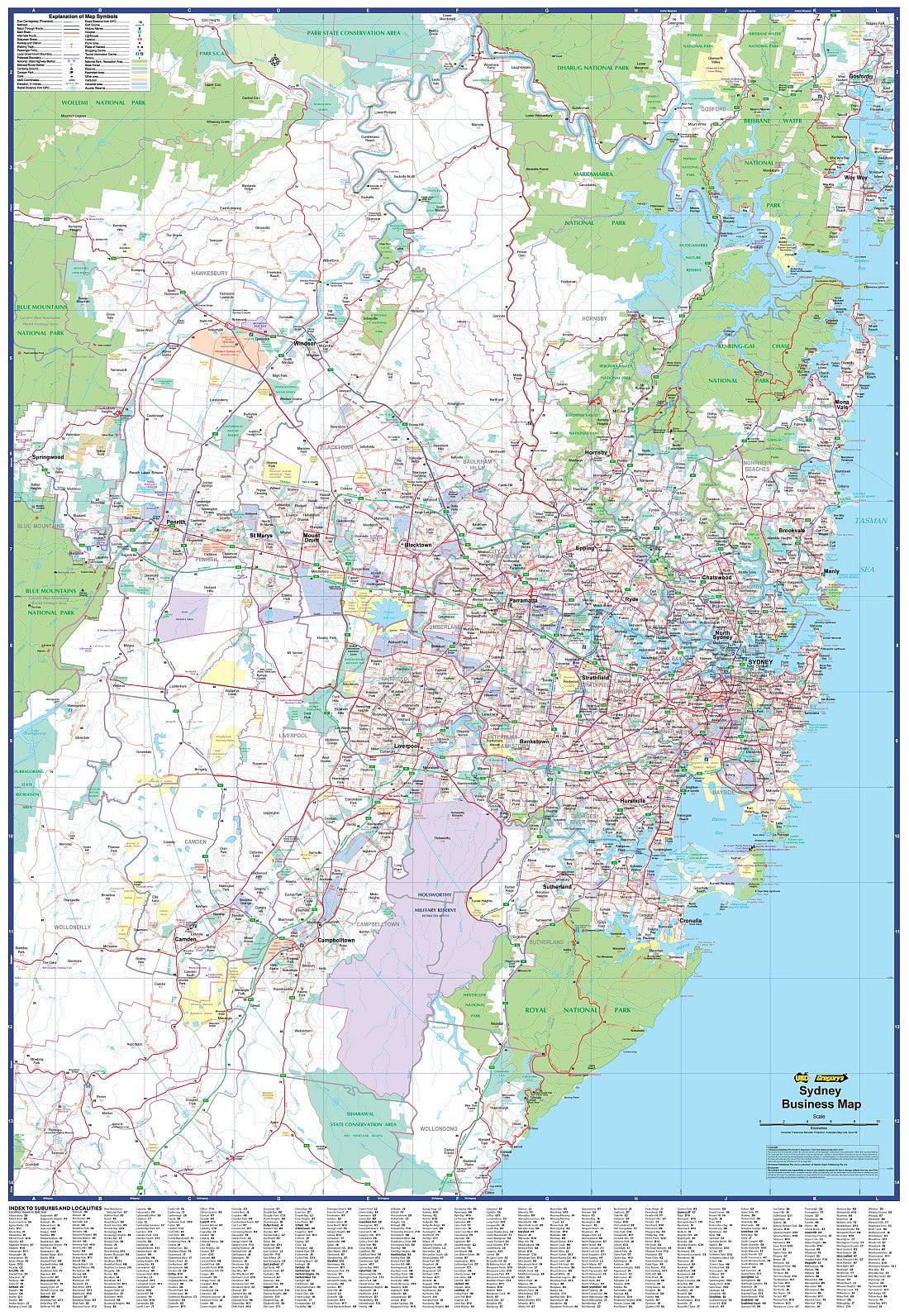 Buy large business wall map of Sydney by UBD - Mapworld