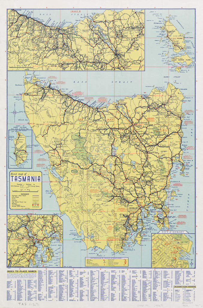 Buy Vintage Wall Map Of Tasmania Shop Mapworld   Tasmania Robinson 1952 Sharper 1024x1024 