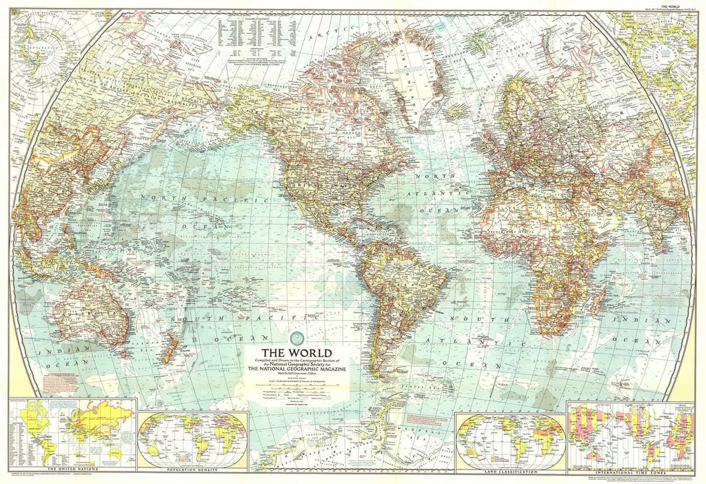 World Wall Map 1957 By National Geographic Shop Mapworld
