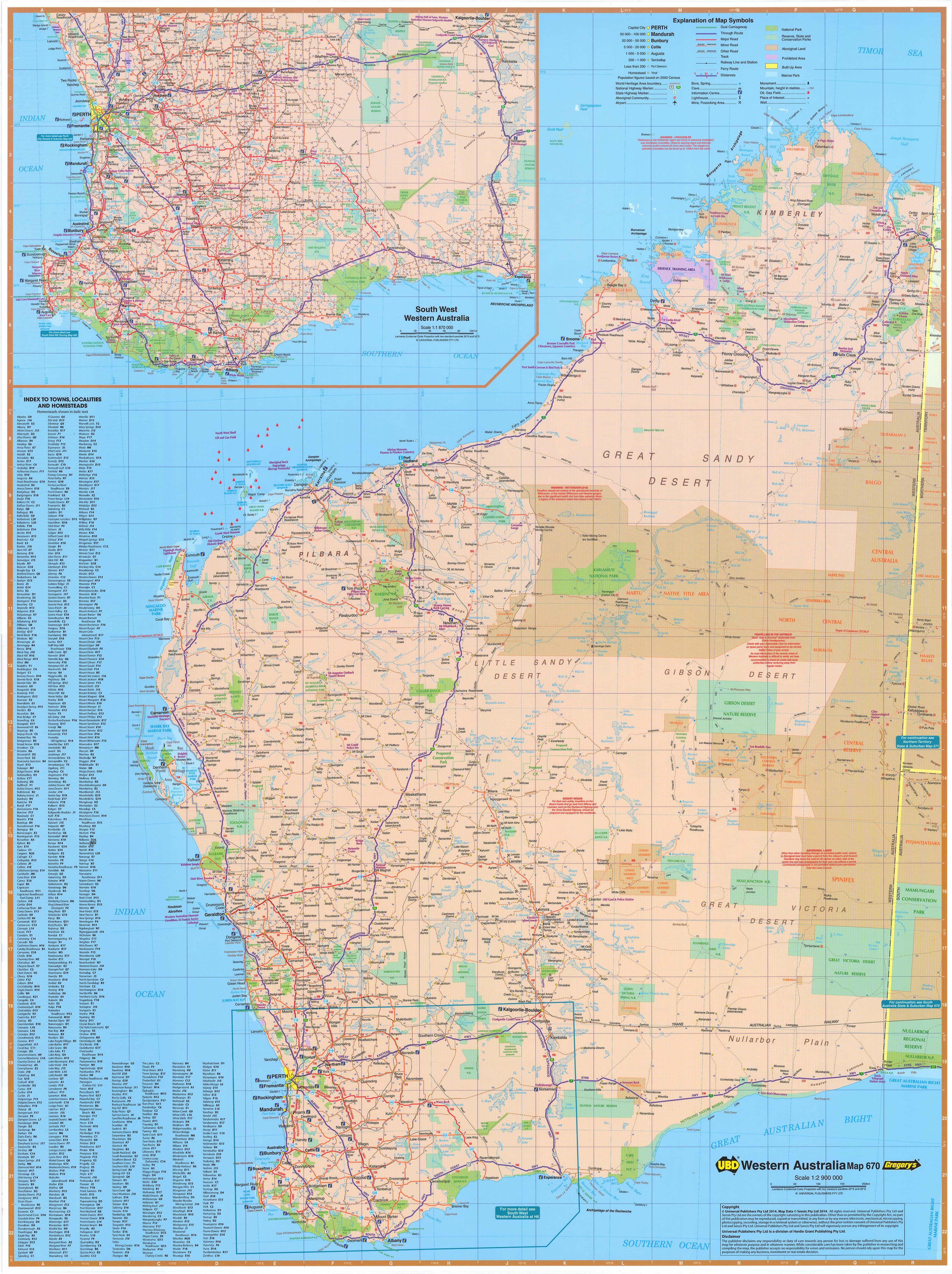 Buy Western Australia UBD Laminated Wall Map - Mapworld